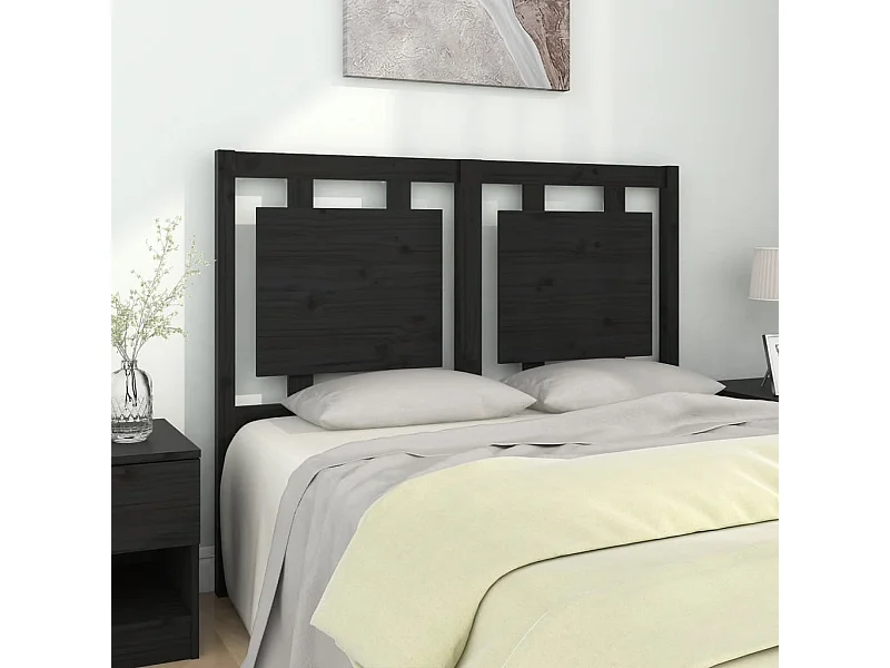 Zwart hoofdbord 125,5x4x100 cm Massief grenenhout