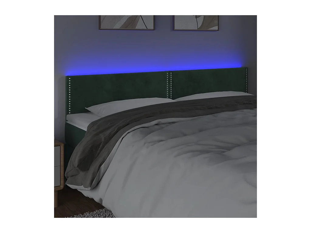 LED Hoofdbord Donkergroen 180x5x78/88 cm Fluweel