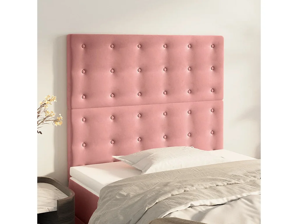 Têtes de lit 2 pcs Rose 80x5x78/88 cm Velours