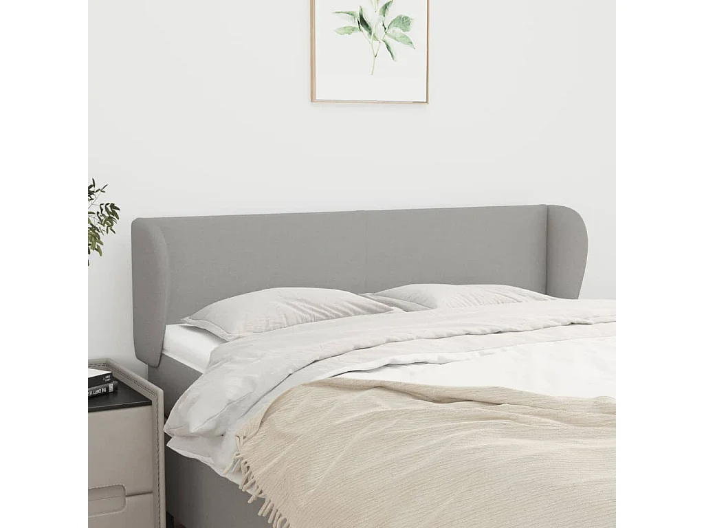 Tête de lit avec oreilles Gris clair 147x23x78/88 cm Tissu