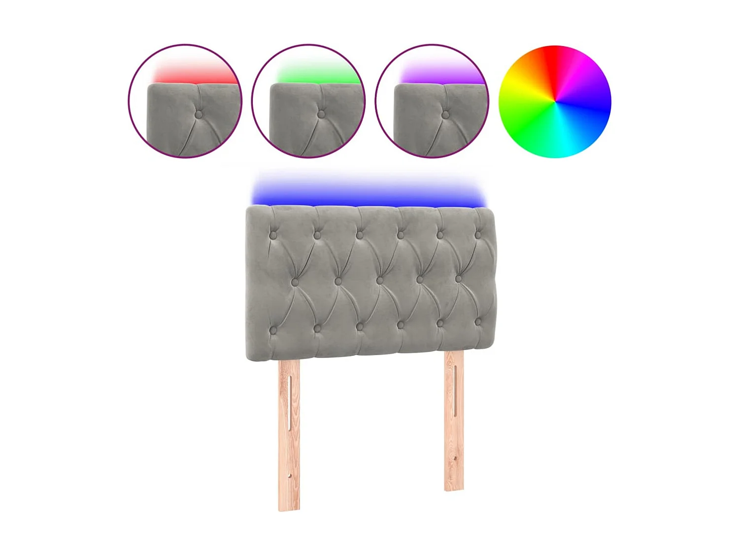 LED Hoofdbord Lichtgrijs 80x7x78/88 cm Fluweel