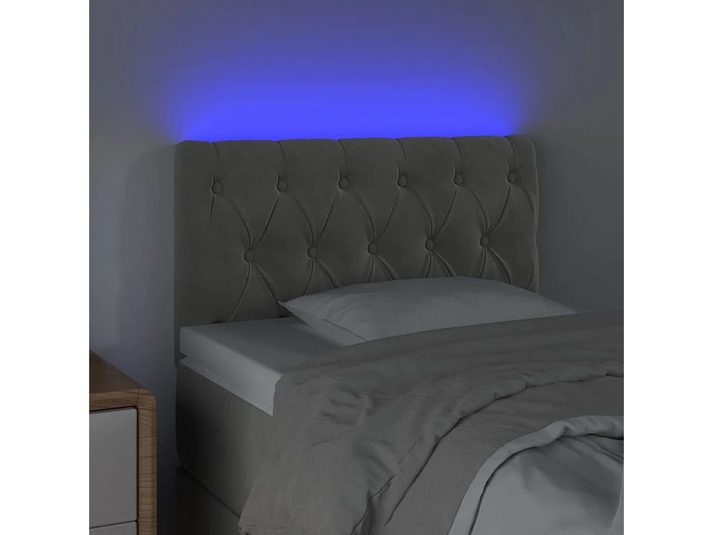 Testiera LED Grigio Chiaro 80x7x78/88 cm Velluto