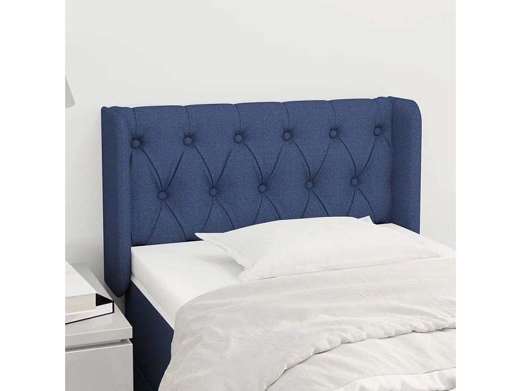 Hoofdbord met oren Blauw 83x16x78/88 cm Stof
