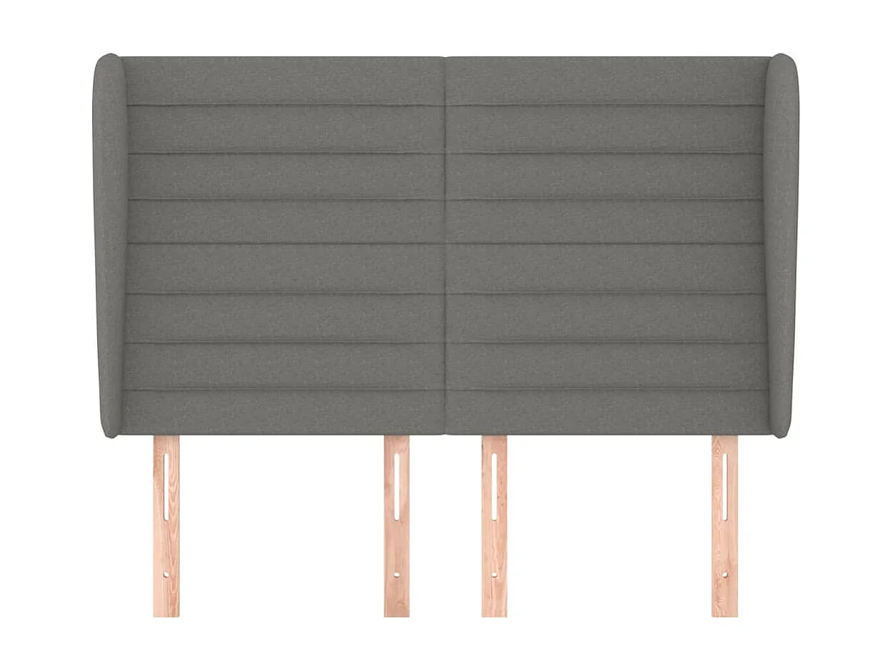 Tête de lit avec oreilles Gris foncé 147x23x118/128 cm Tissu