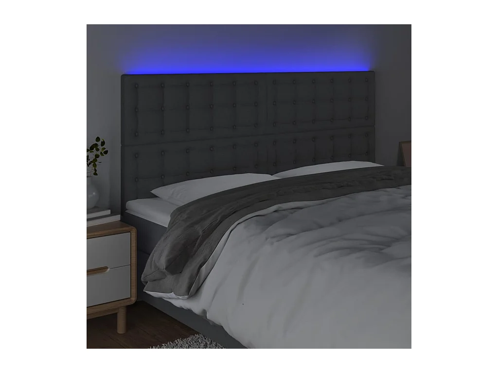 Tête de lit à LED Gris foncé 160x5x118/128 cm Tissu