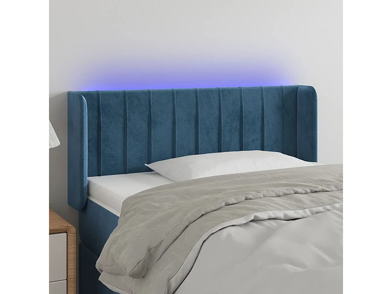 Testiera LED Blu Scuro 103x16x78/88 cm Velluto