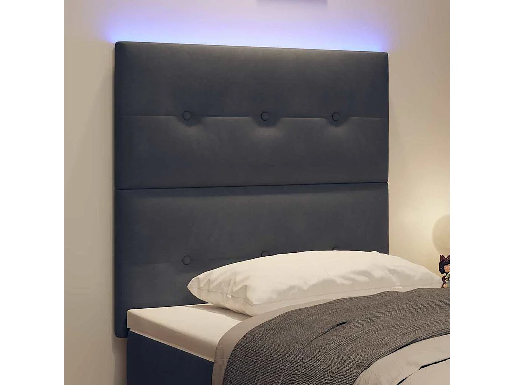 Kopfteil mit LED-Leuchten Grau 100 cm Samt