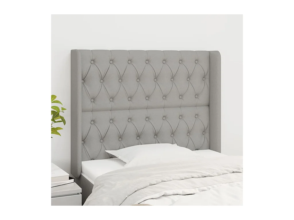 Hoofdbord met vleugels Lichtgrijs 103x16x118/128 cm Stof