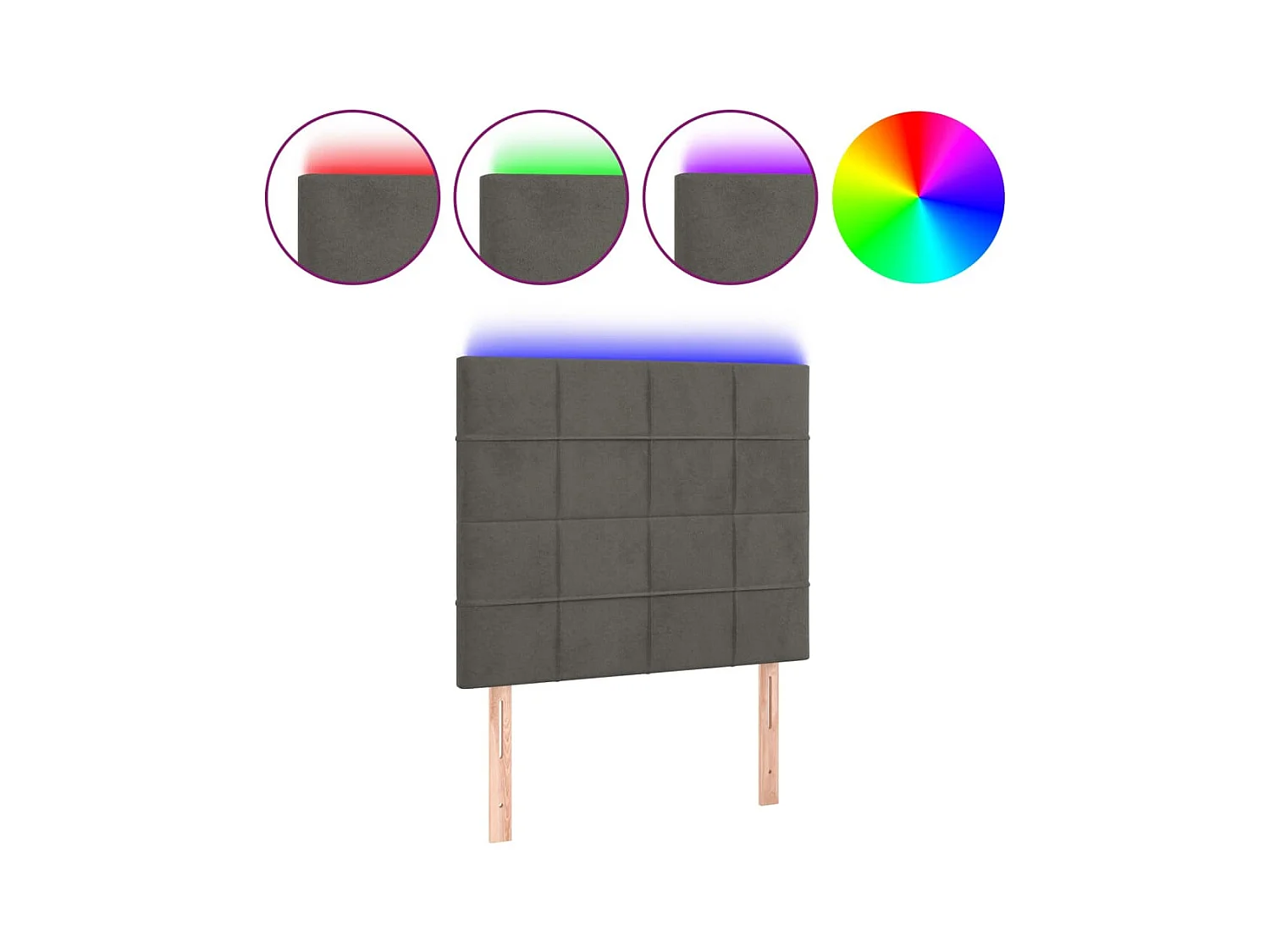 LED-Kopfteil Dunkelgrau 100x5x118/128 cm Samt