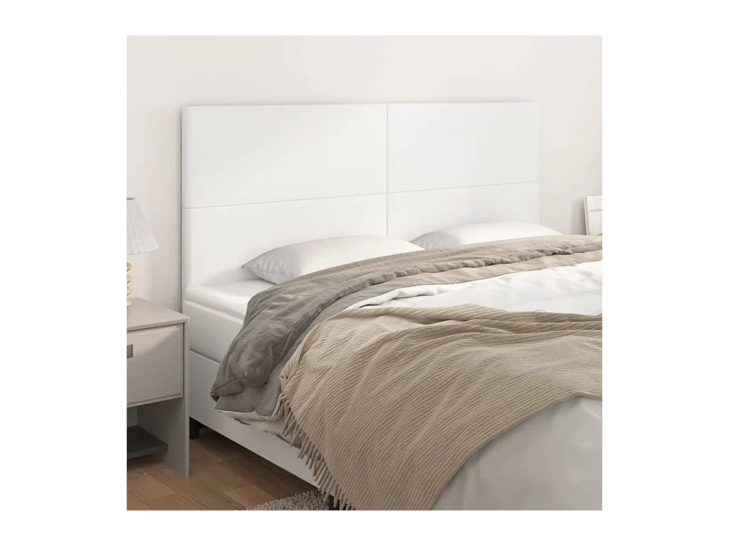 Têtes de lit 4 pcs Blanc 100x5x78/88 cm Similicuir