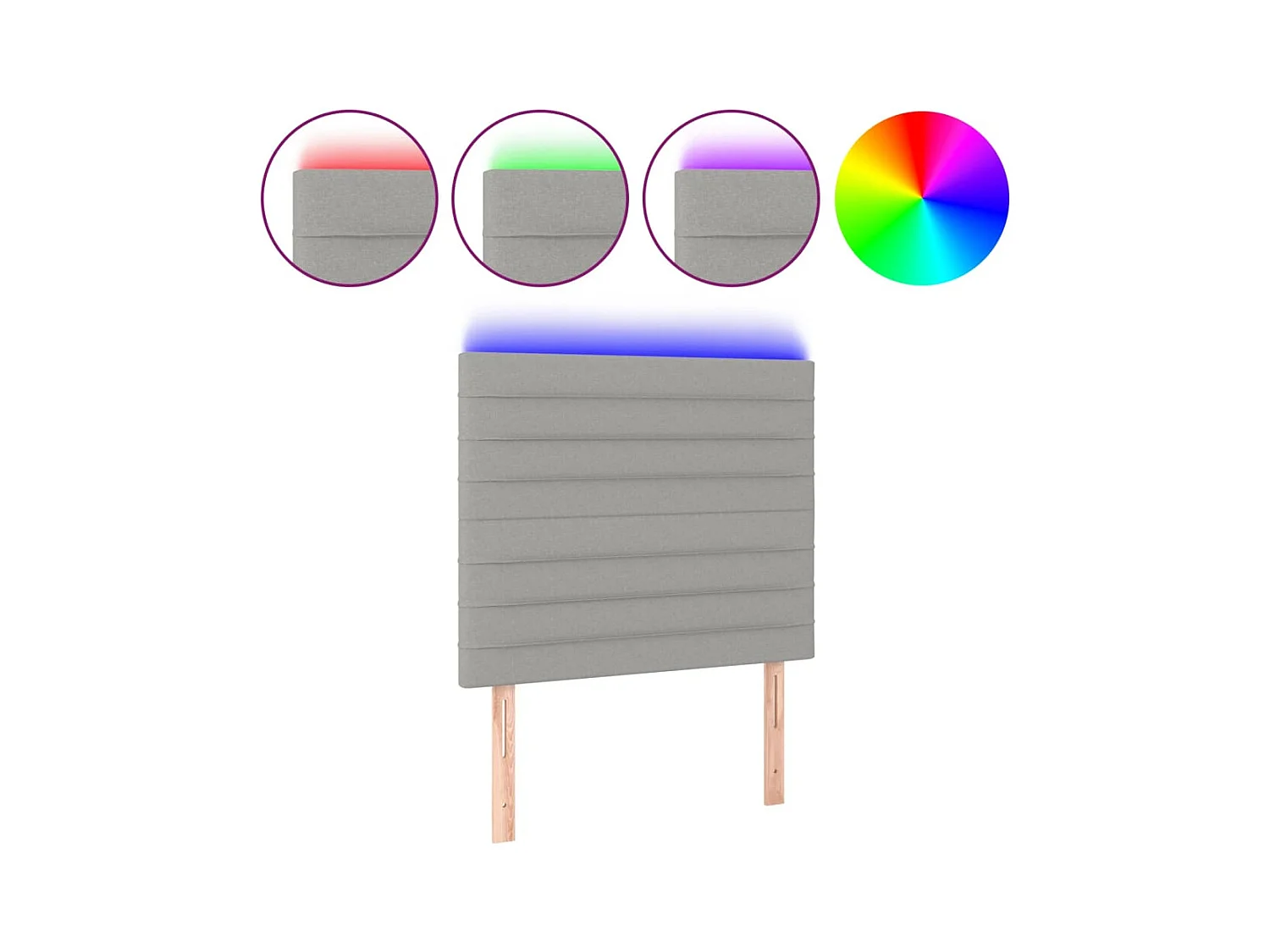 Tête de lit à LED Gris clair 80x5x118/128 cm Tissu