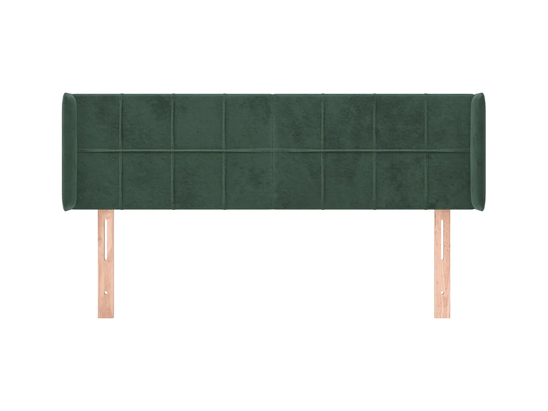Tête de lit avec oreilles Vert foncé 147x16x78/88 cm Velours