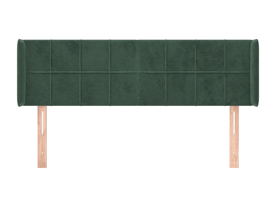 Tête de lit avec oreilles Vert foncé 147x16x78/88 cm Velours