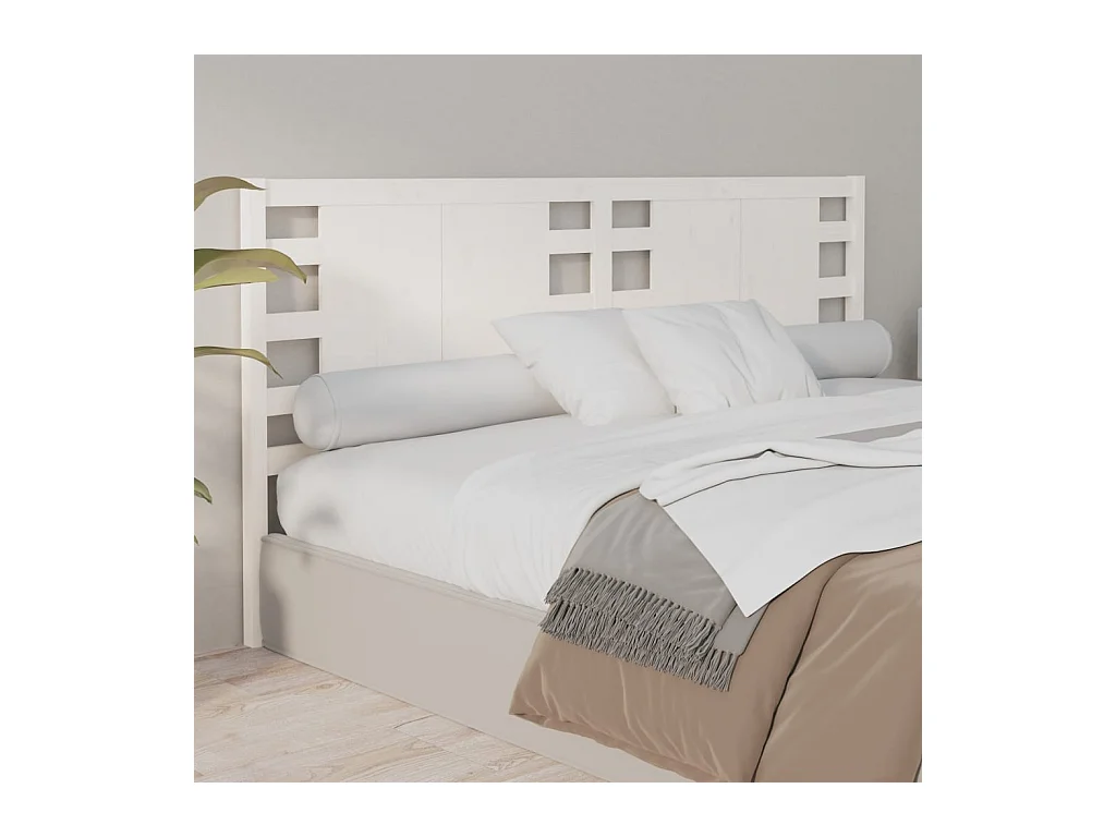 Tête de lit Blanc 126x4x100 cm Bois massif de pin