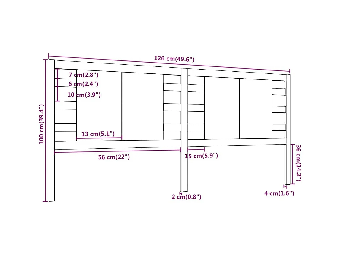 Tête de lit Blanc 126x4x100 cm Bois massif de pin