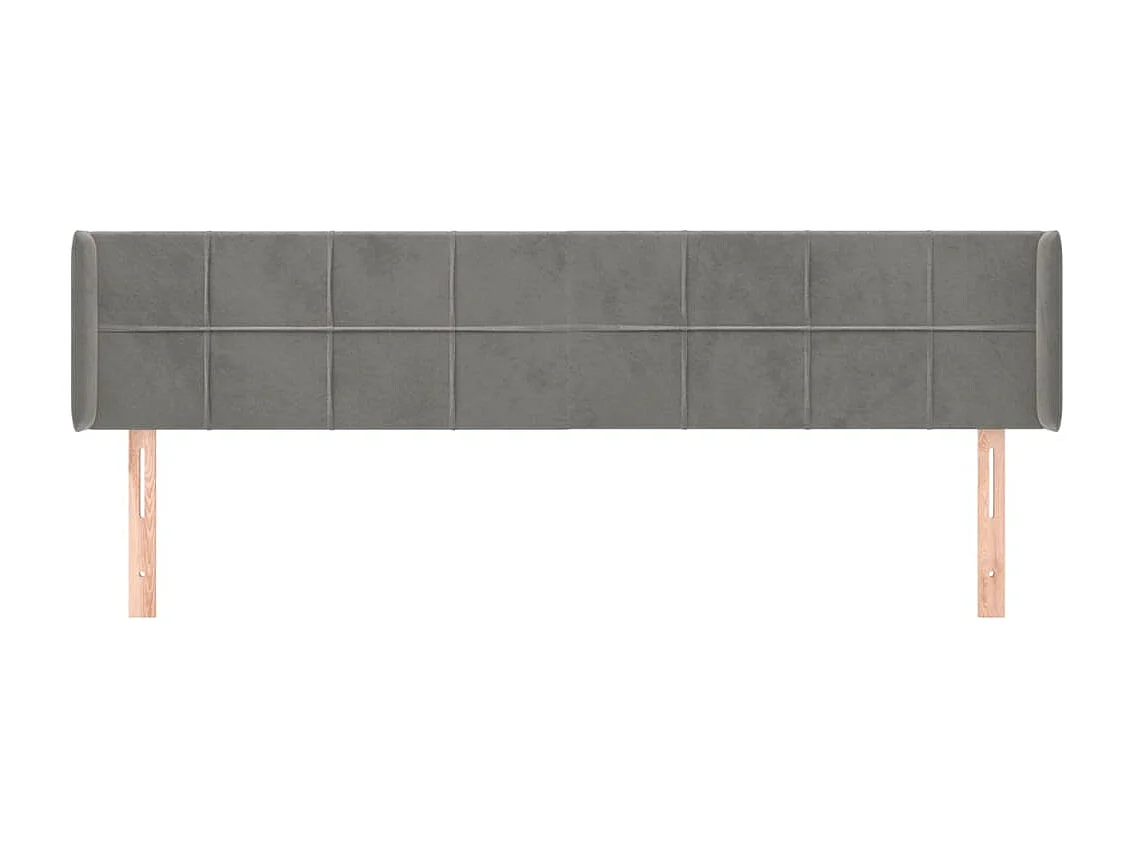 Tête de lit avec oreilles Gris clair 183x16x78/88 cm Velours