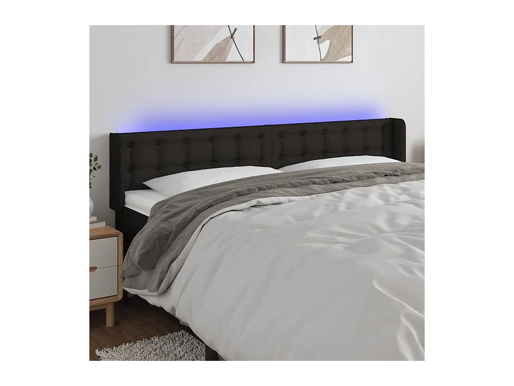 Cabecero LED Negro 183x16x78/88 cm Tela