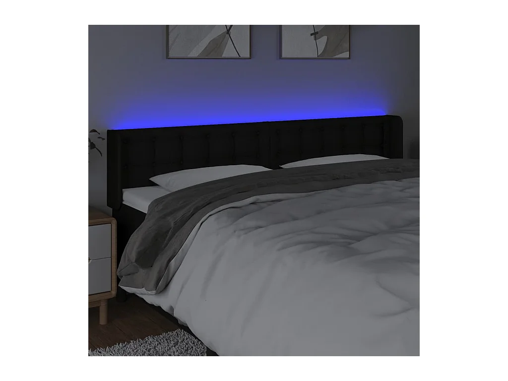 Cabecero LED Negro 183x16x78/88 cm Tela