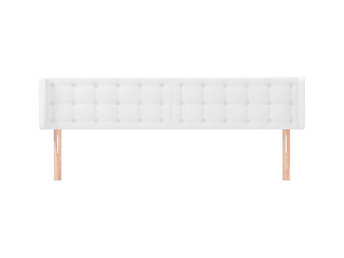 Tête de lit avec oreilles Blanc 203x16x78/88 cm Similicuir