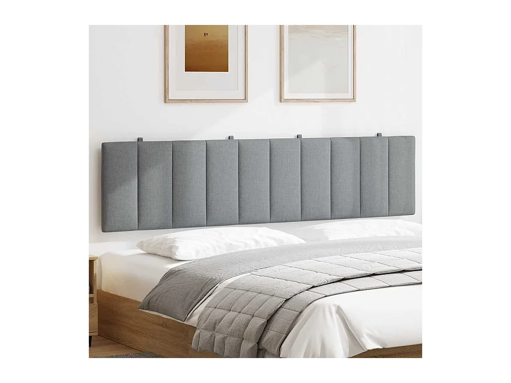 Coussin de tête de lit gris clair 200 cm tissu