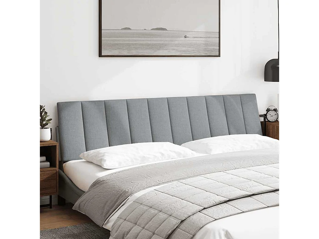 Coussin de tête de lit gris clair 200 cm tissu