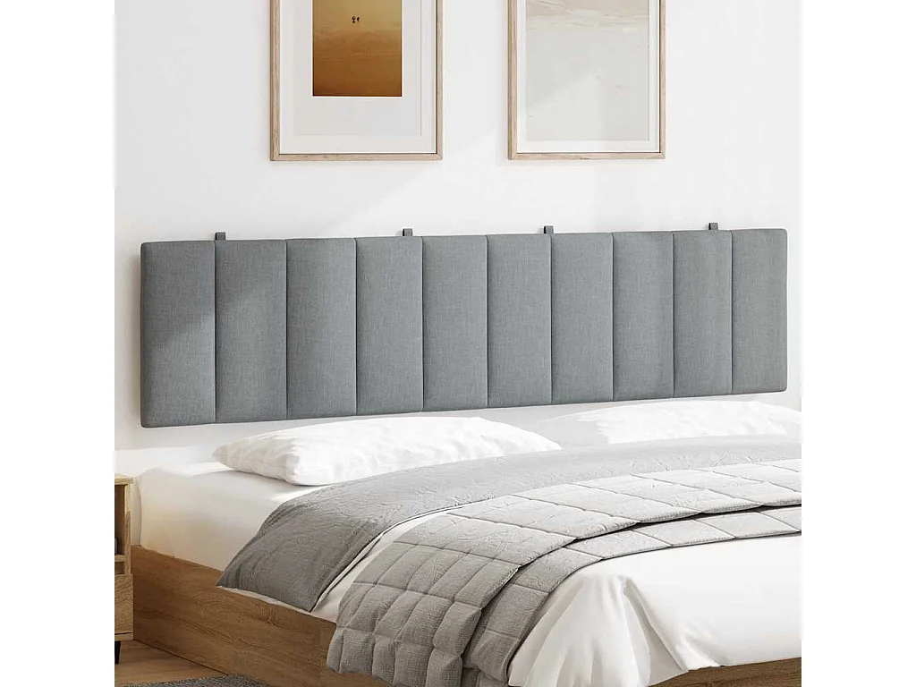 Coussin de tête de lit gris clair 200 cm tissu