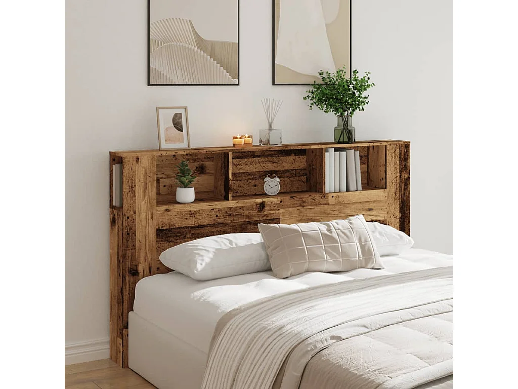 Mobiletto con testiera in legno antico 180x18,5x102,5 cm