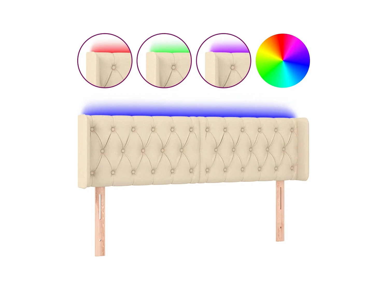 LED Hoofdbord Crème 147x16x78/88 cm Stof