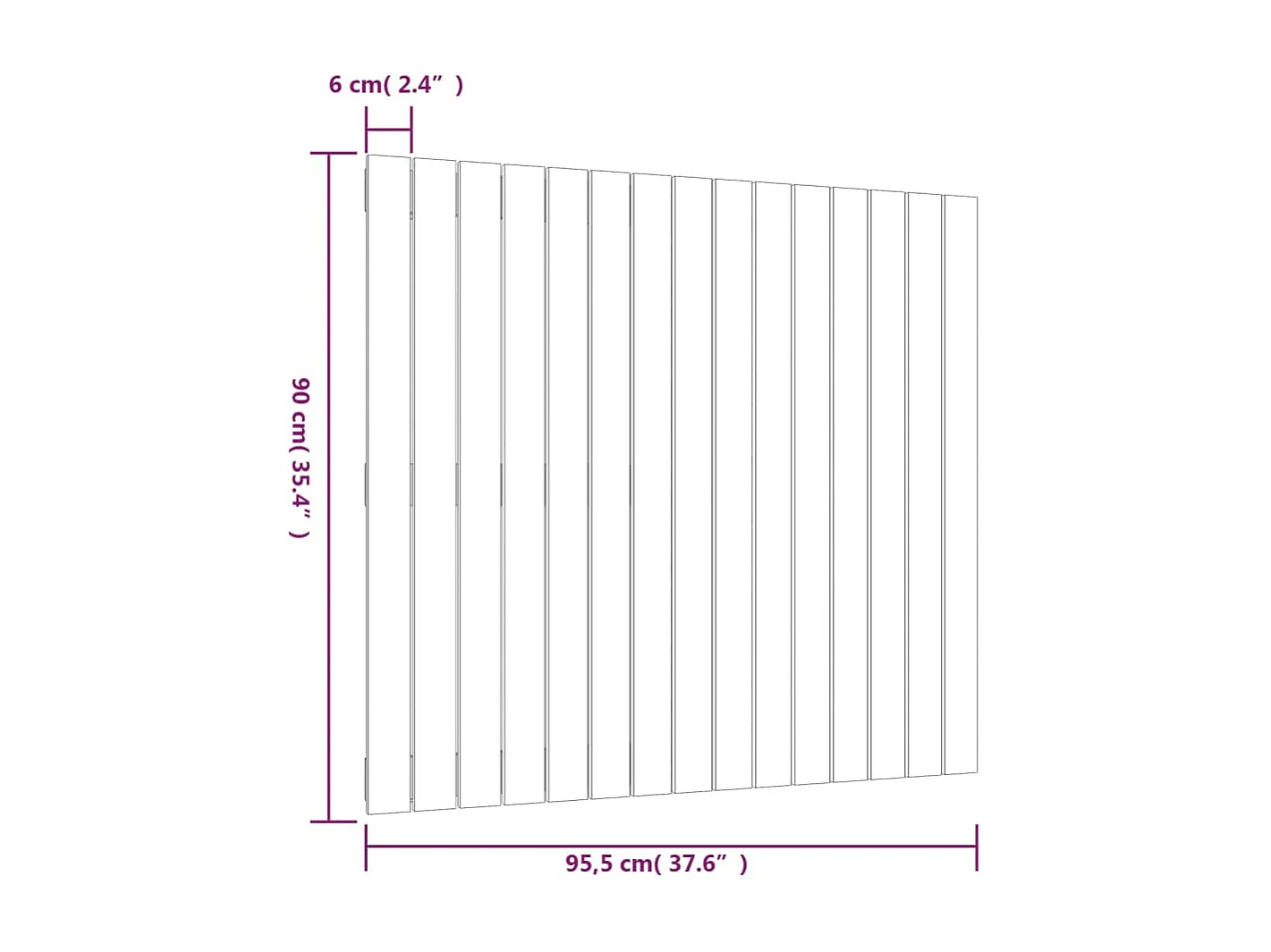 Zwart wandhoofdbord 95,5x3x90 cm Massief grenenhout