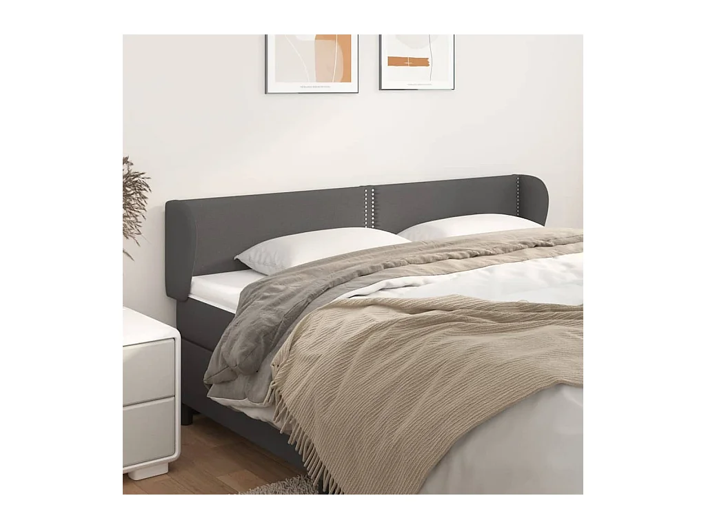 Tête de lit avec oreilles Gris 183x23x78/88 cm Similicuir