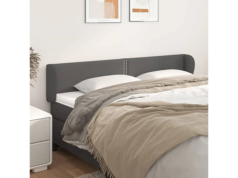 Kopfteil mit Flügeln Grau 183x23x78/88 cm Kunstleder