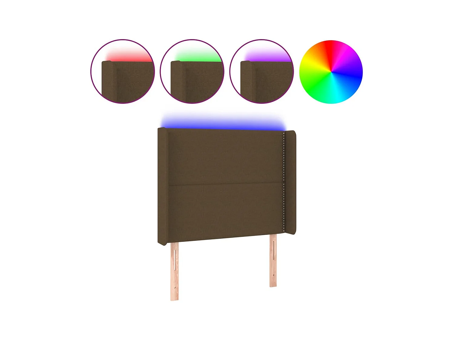 LED-Kopfteil Dunkelbraun 93x16x118/128 cm Stoff