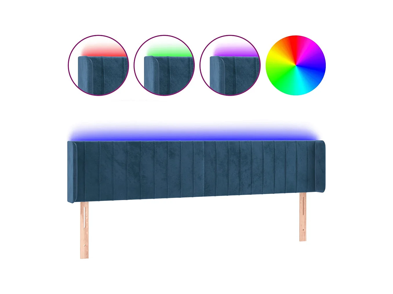 LED-Kopfteil Dunkelblau 203x16x78/88 cm Samt