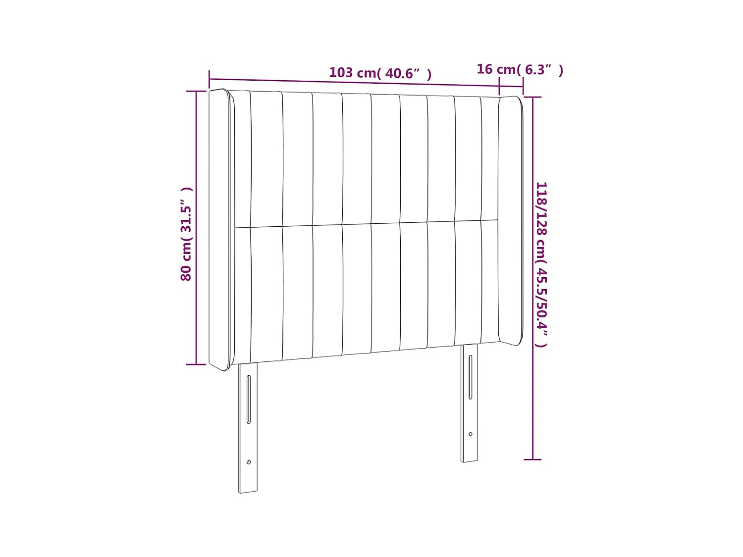LED-Kopfteil Dunkelgrau 103x16x118/128 cm Samt