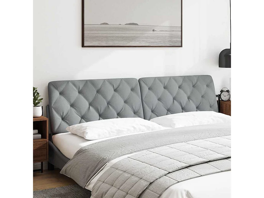 Cuscino testiera grigio chiaro tessuto 200 cm