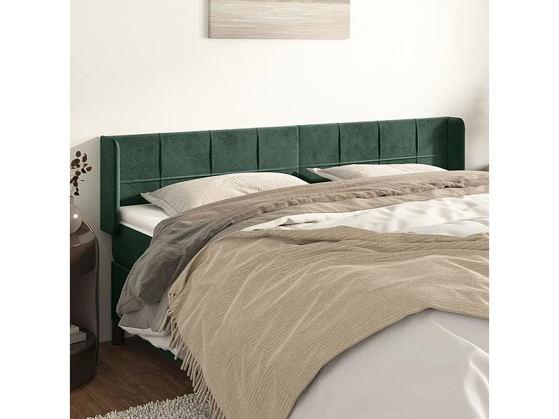 Tête de lit avec oreilles Vert foncé 183x16x78/88 cm Velours