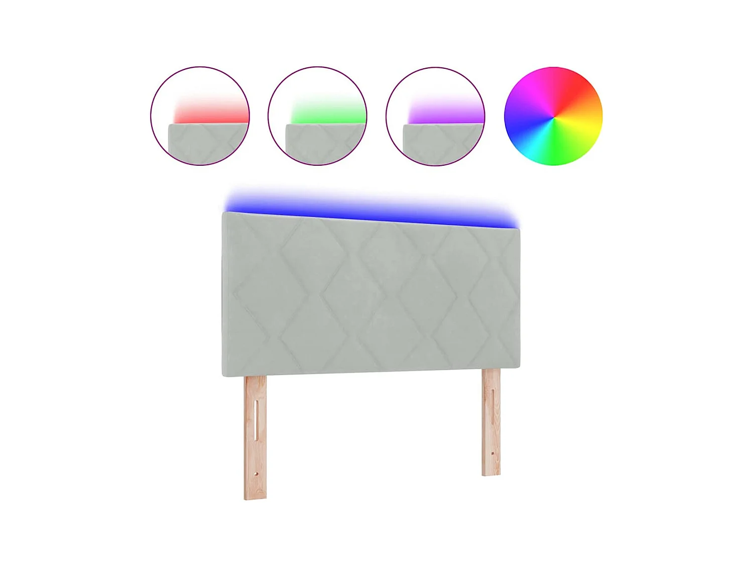 Tête de Lit LED Géométrique Gris clair 100 cm Velours