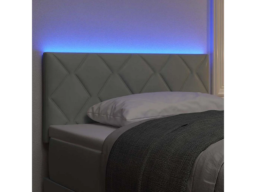 Tête de Lit LED Géométrique Gris clair 100 cm Velours