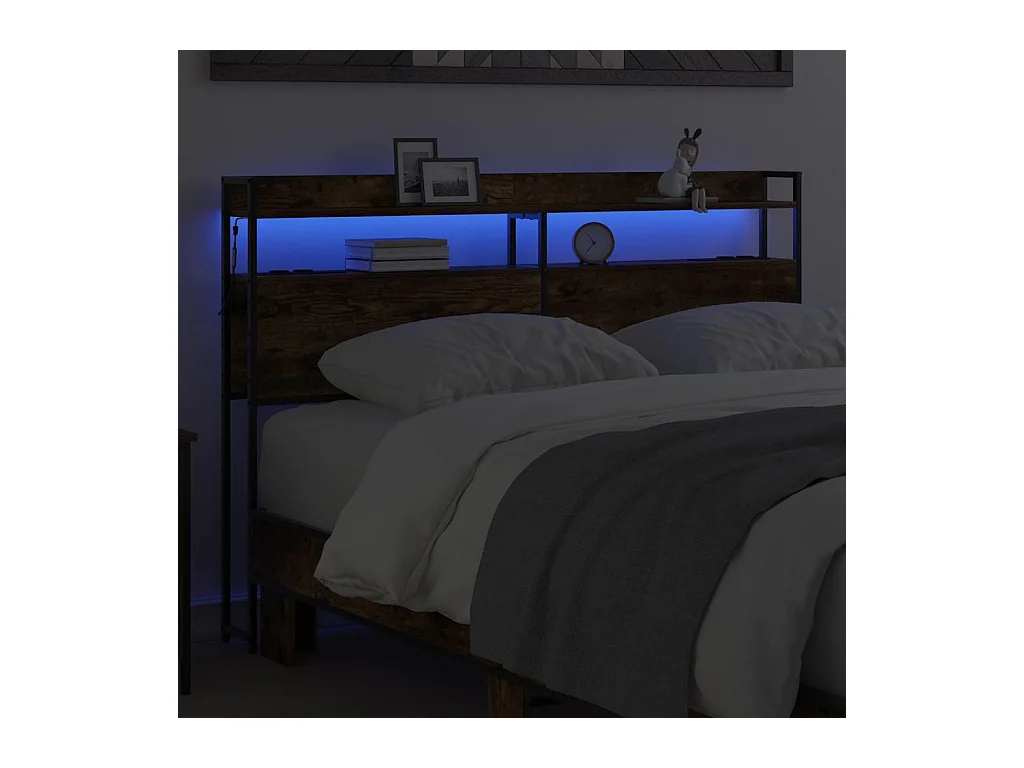 Tête de lit avec étagère Chêne fumé 150 cm Bois d'ingénierie