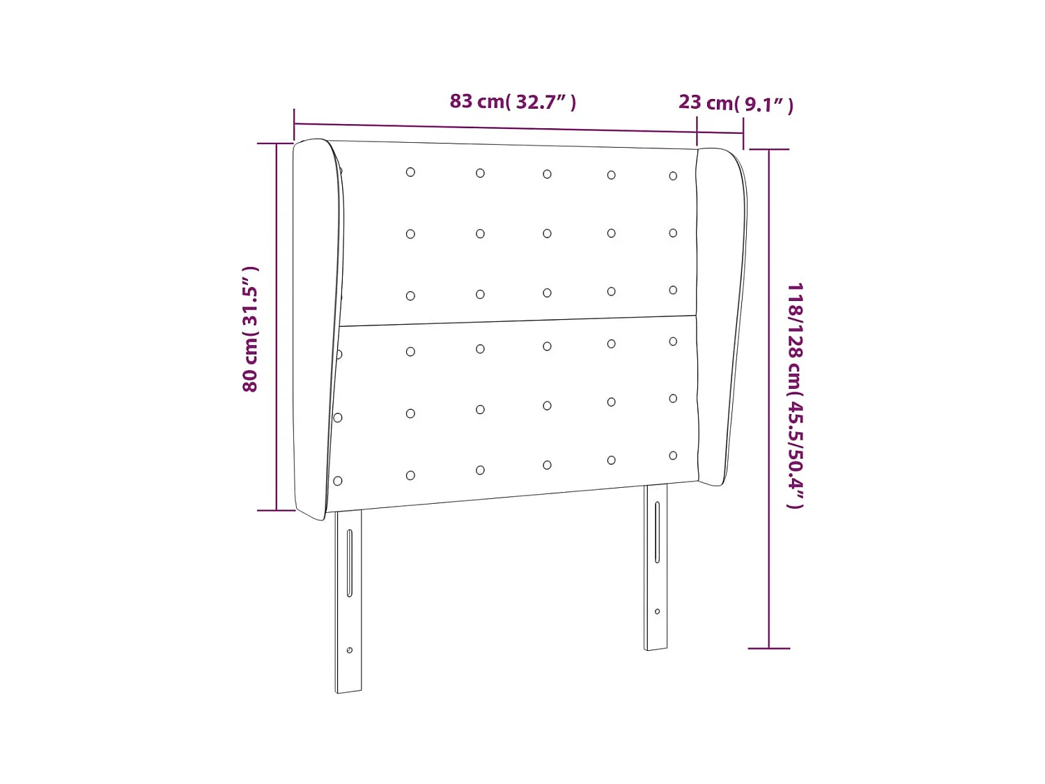 Tête de lit avec oreilles Gris clair 83x23x118/128 cm Velours
