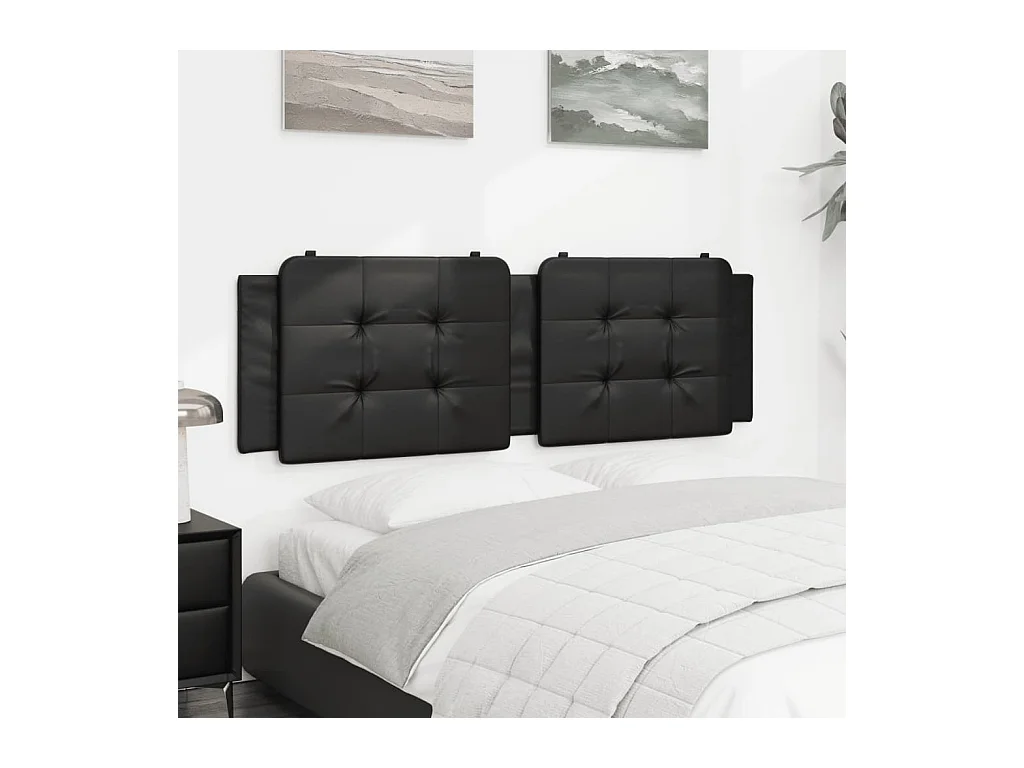 Zwart hoofdbordkussen 160 cm kunstleer