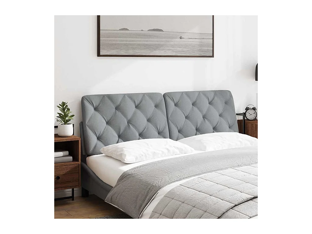 Lichtgrijs hoofdbordkussen 160 cm stof