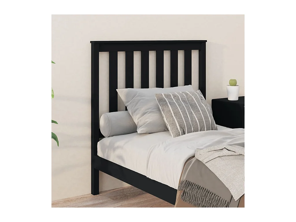 Tête de lit Noir 96x6x101 cm Bois massif de pin