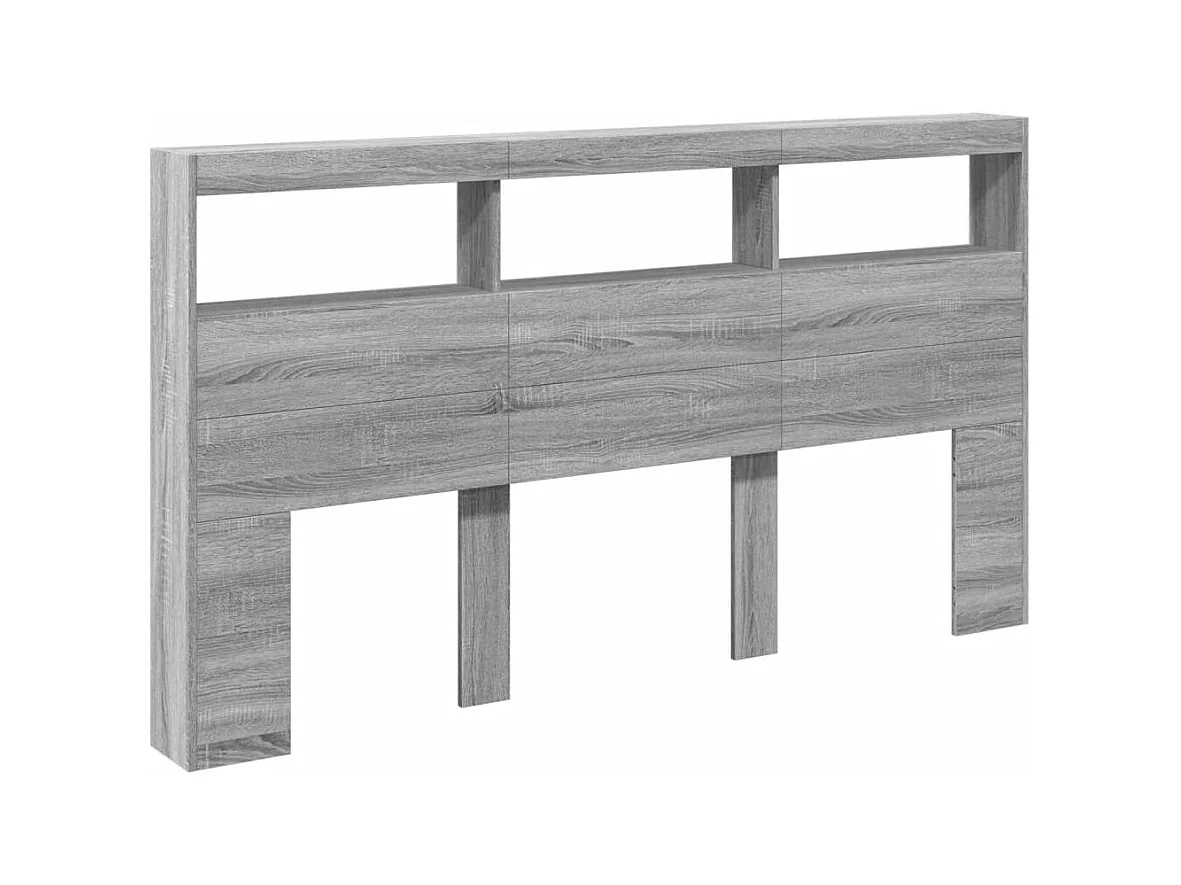 Hoofdbord met LED Sonoma Grey 180x17x102 cm