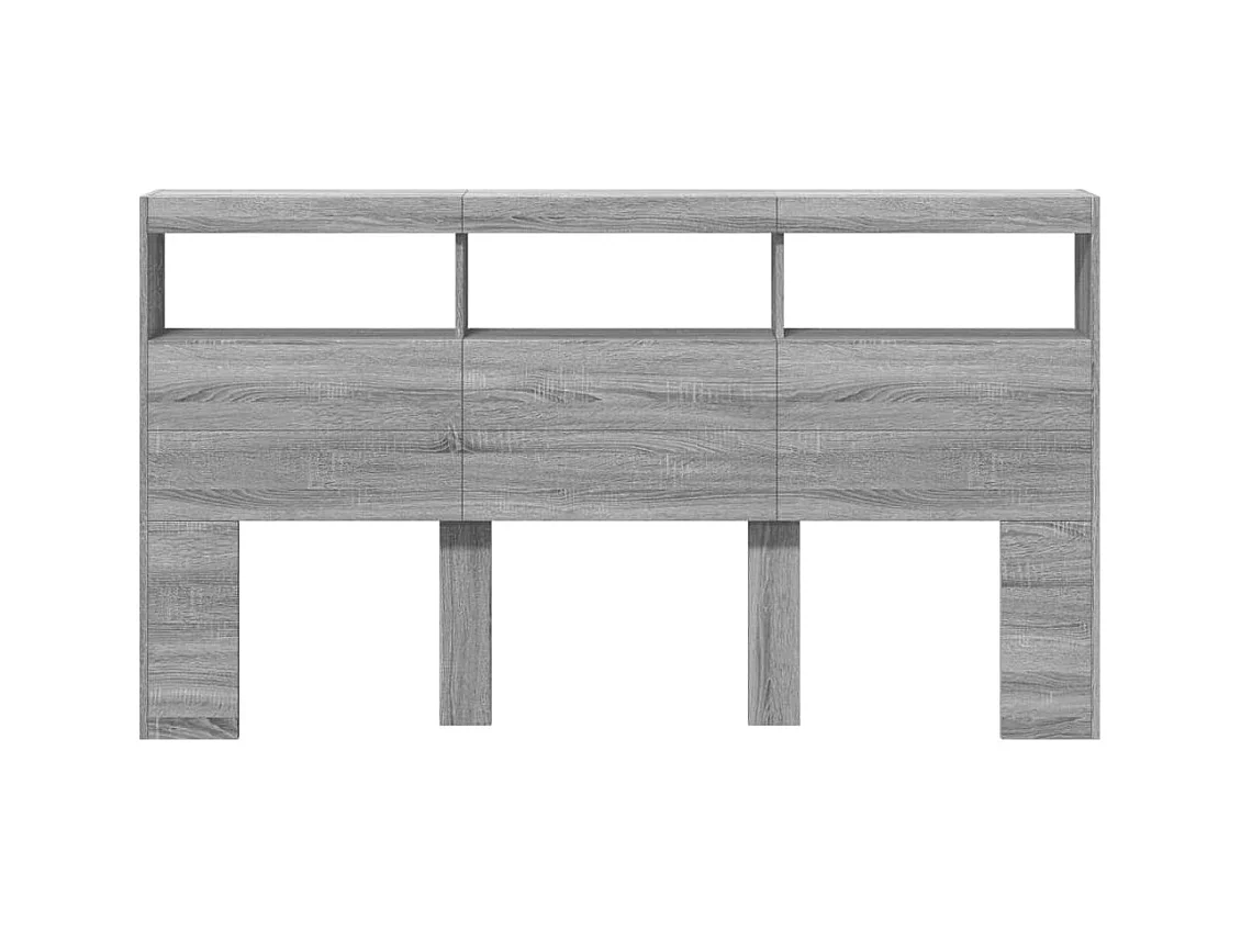 Hoofdbord met LED Sonoma Grey 180x17x102 cm