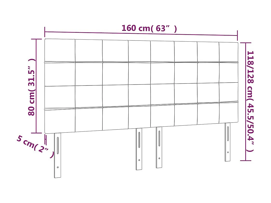 Tête de lit à LED Rose 160x5x118/128 cm Velours