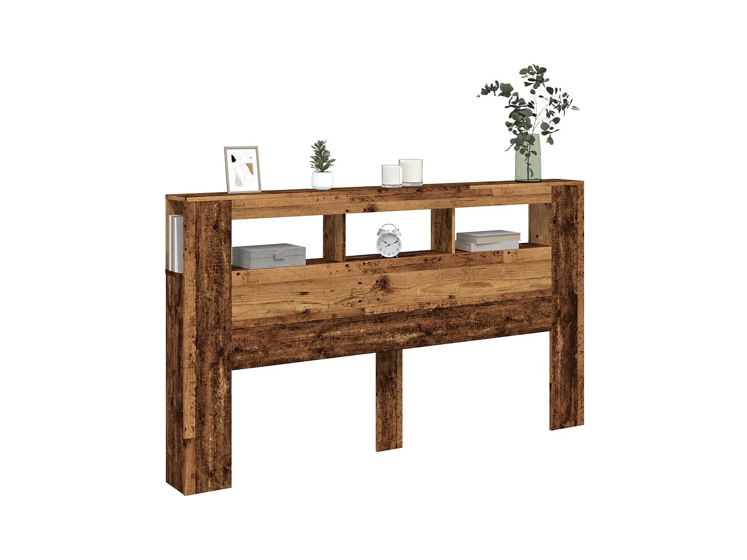 LED hoofdbord oud hout 180x18,5x103,5cm bewerkt hout
