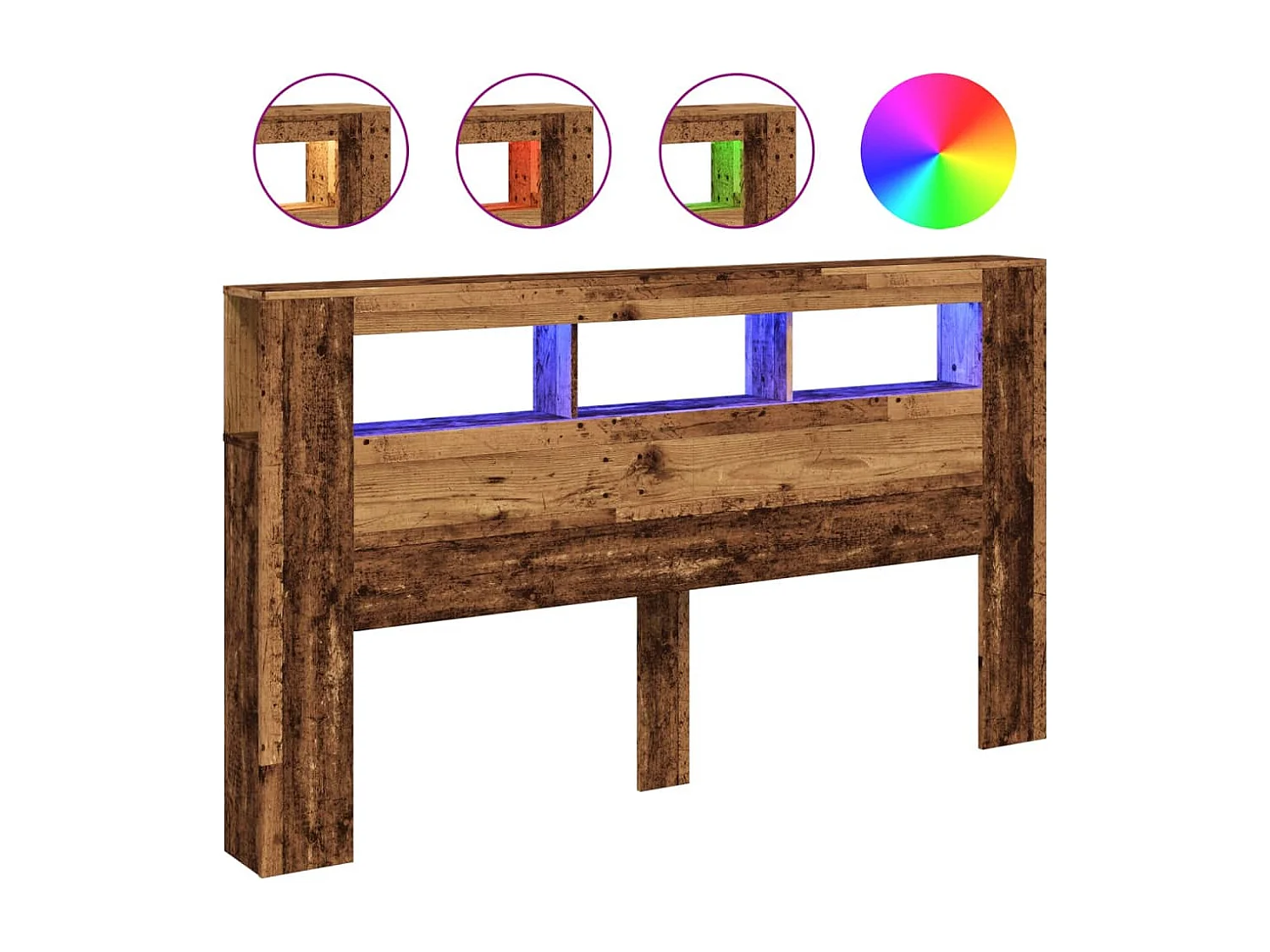 Testiera LED in legno vecchio 180x18,5x103,5cm in legno ingegnerizzato