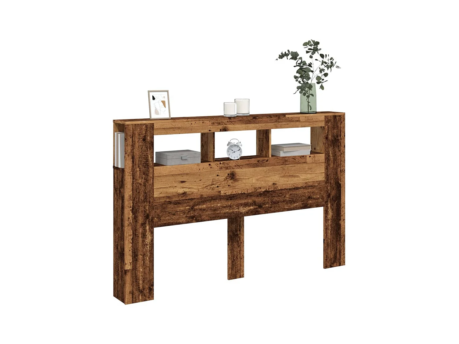 Cabecero LED madera vieja 160x18,5x103,5cm madera de ingeniería