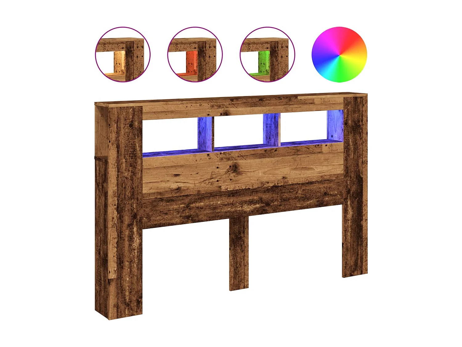 Testiera LED in legno vecchio 160x18,5x103,5cm in legno ingegnerizzato